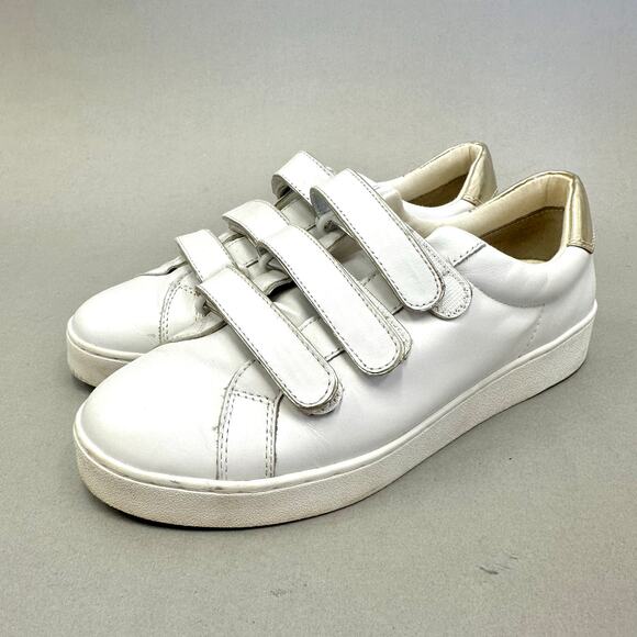 Vionic Bobbi velcro hook and loop white sneaker gold accent Size 8.5 comfort - Picture 2 of 13